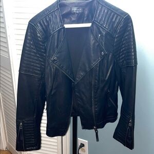 Topshop Black Leather Jacket size 6
